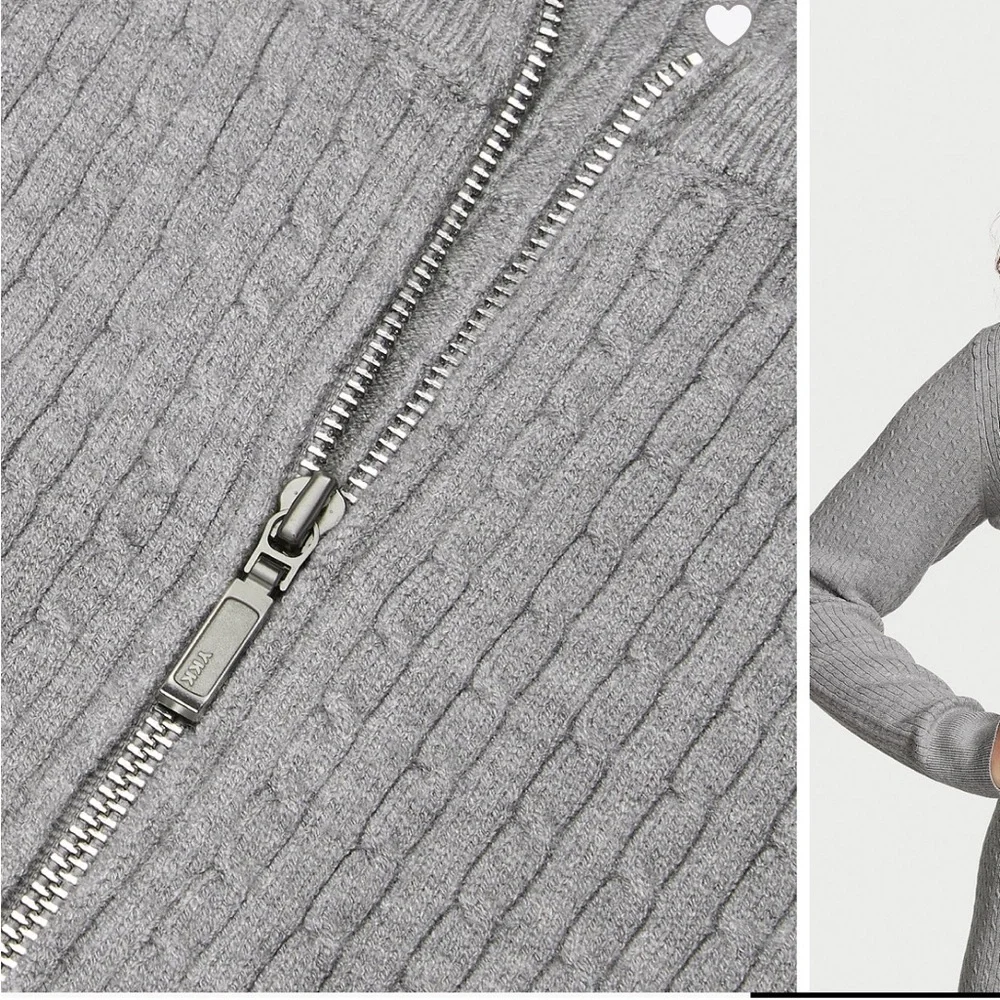 Victoria’s Secret Gray Luxe Ribbed Knit Zip-Up Cardigan and Crop Tank Set XS/S - Picture 5 of 12